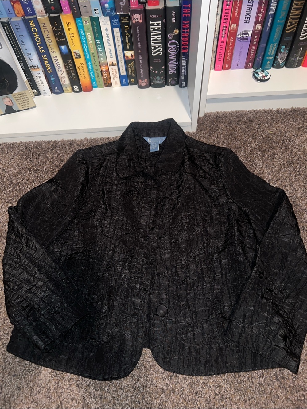 Koret Black Textured Button-Front Blazer